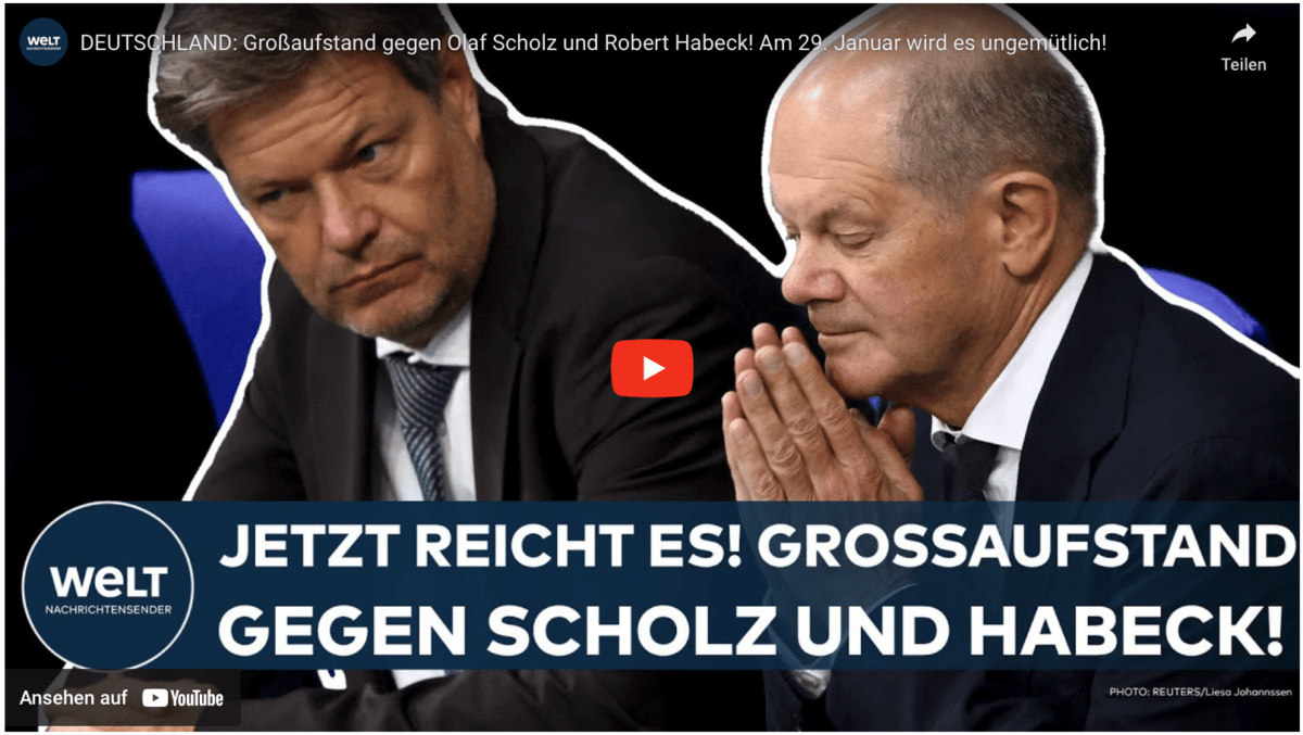 DEUTSCHLAND: Großaufstand gegen Olaf Scholz und Robert Habeck! Am 29. Januar wird es ungemütlich!