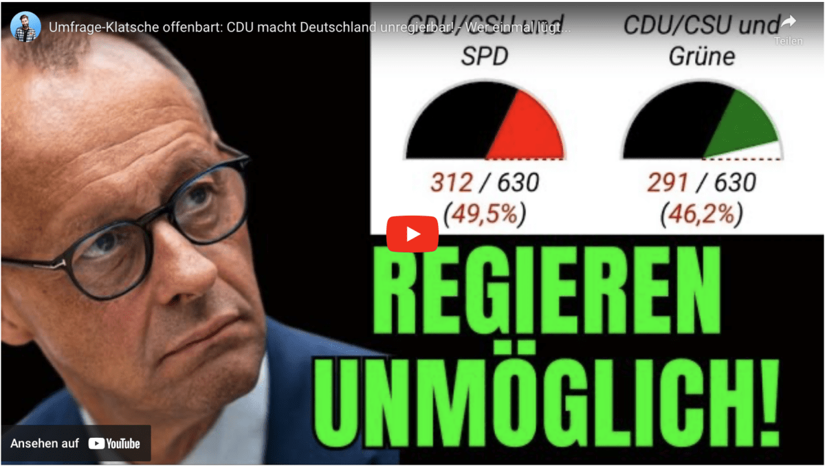 Umfrage-Klatsche offenbart: CDU macht Deutschland unregierbar! – Wer einmal lügt……