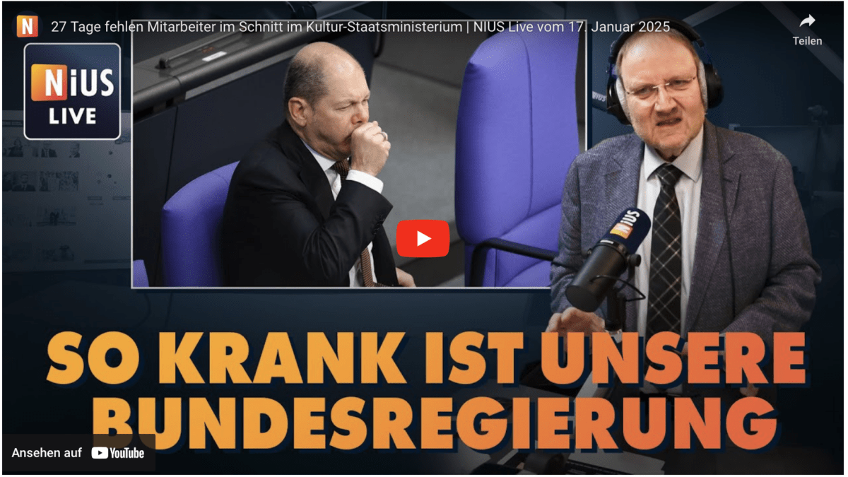 27 Tage fehlen Mitarbeiter im Schnitt im Kultur-Staatsministerium | NIUS Live vom 17. Januar 2025