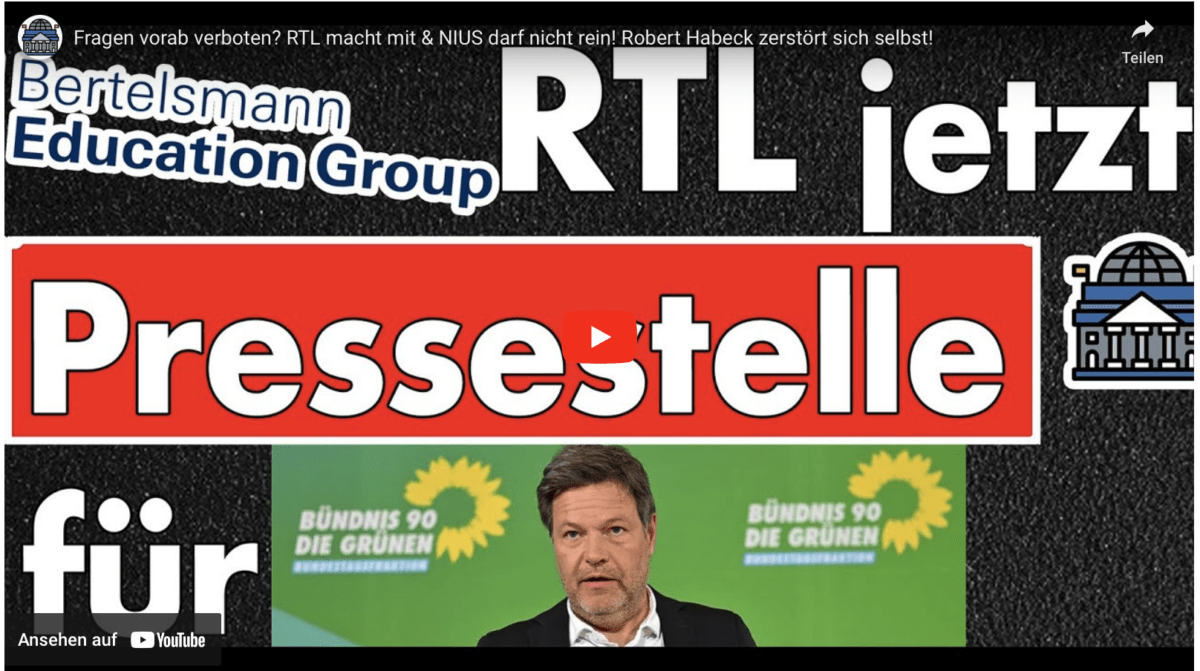 Fragen vorab verboten? RTL macht mit & NIUS darf nicht rein! Robert Habeck zerstört sich selbst!