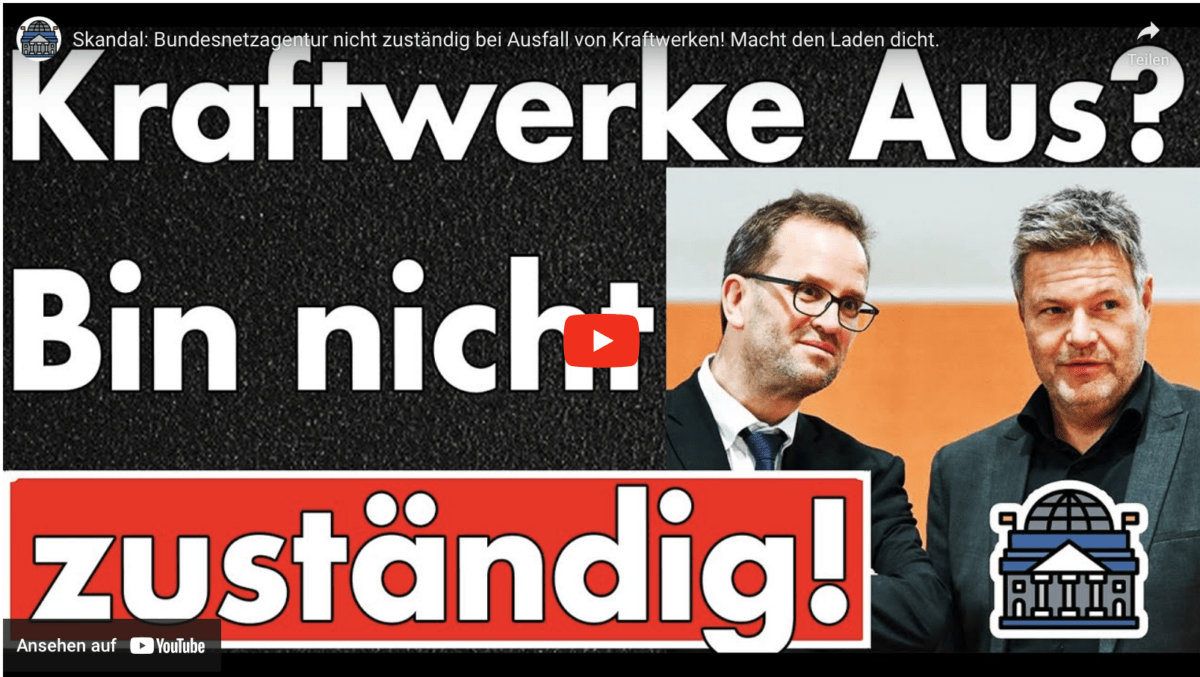 Skandal: Bundesnetzagentur nicht zuständig bei Ausfall von Kraftwerken! Macht den Laden dicht.