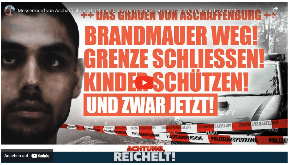 Messermord von Aschaffenburg: Die Brandmauer kostet Menschenleben! | Achtung, Reichelt!, 23.01.25