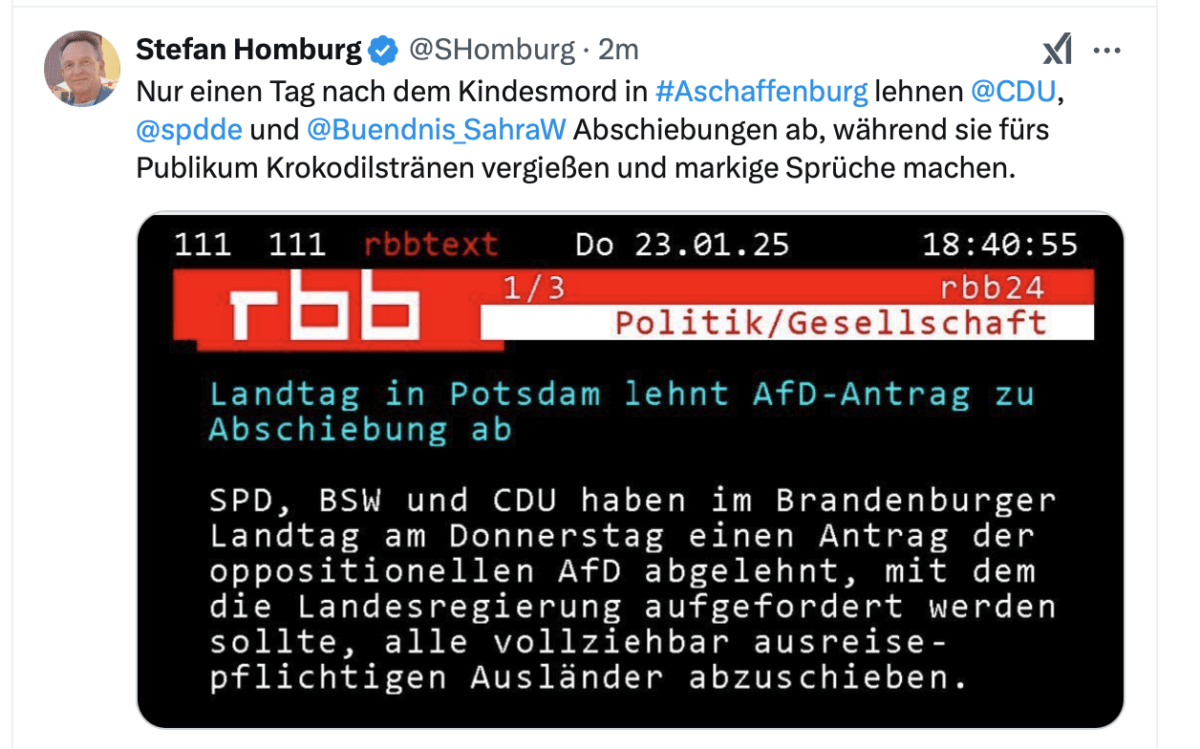 So verlogen ist die CDU beim Thema Abschiebung nach dem Terroranschlag von #Aschaffenburg!