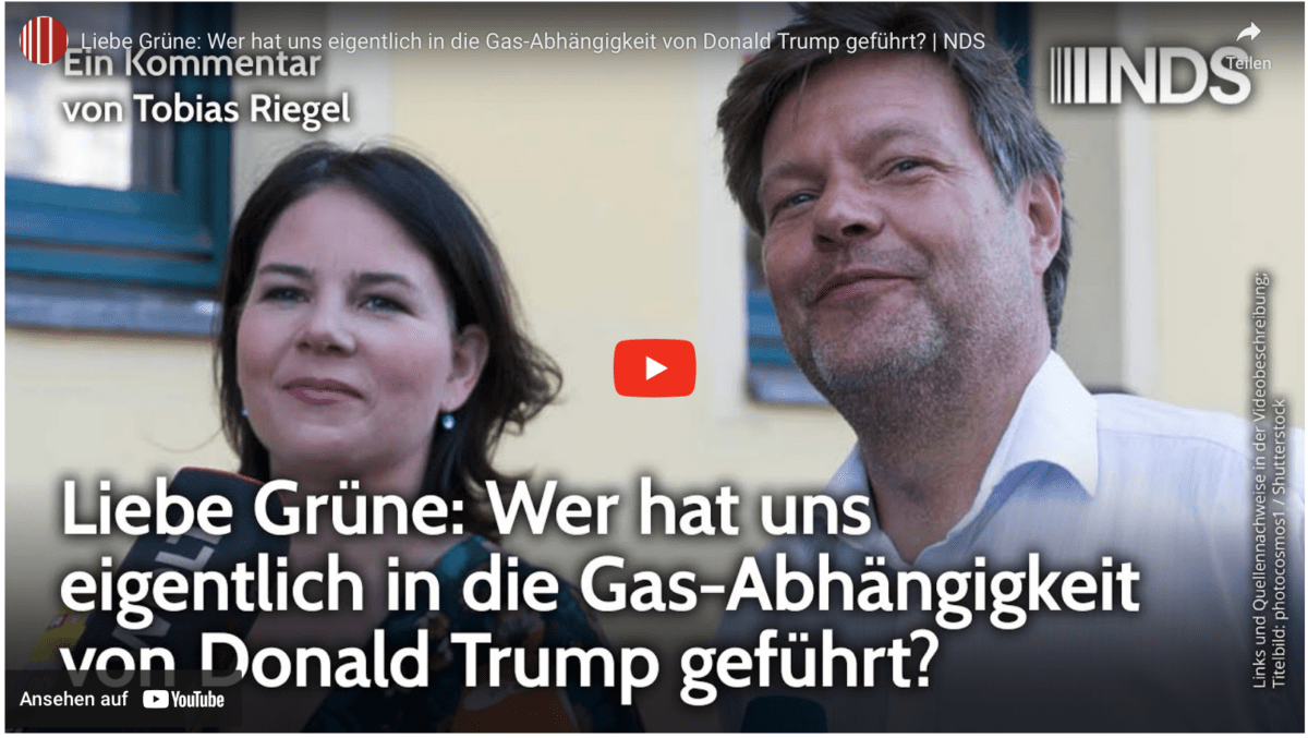 Liebe Grüne: Wer hat uns eigentlich in die Gas-Abhängigkeit von Donald Trump geführt? | NDS