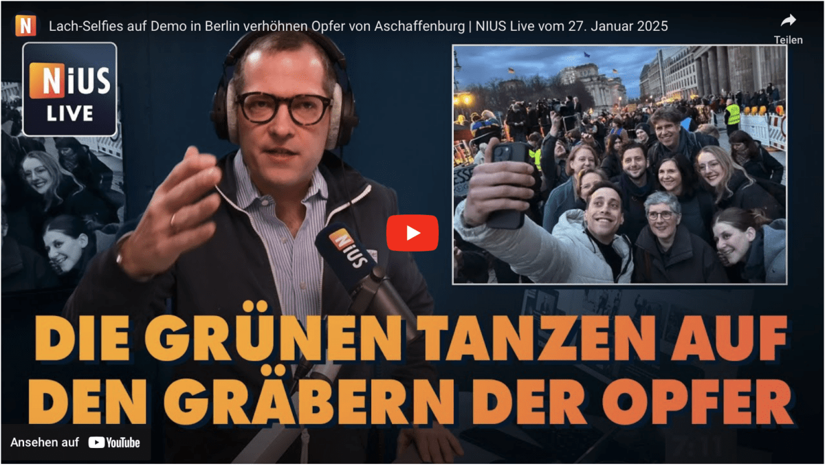Lach-Selfies auf Demo in Berlin verhöhnen Opfer von Aschaffenburg | NIUS Live vom 27. Januar 2025