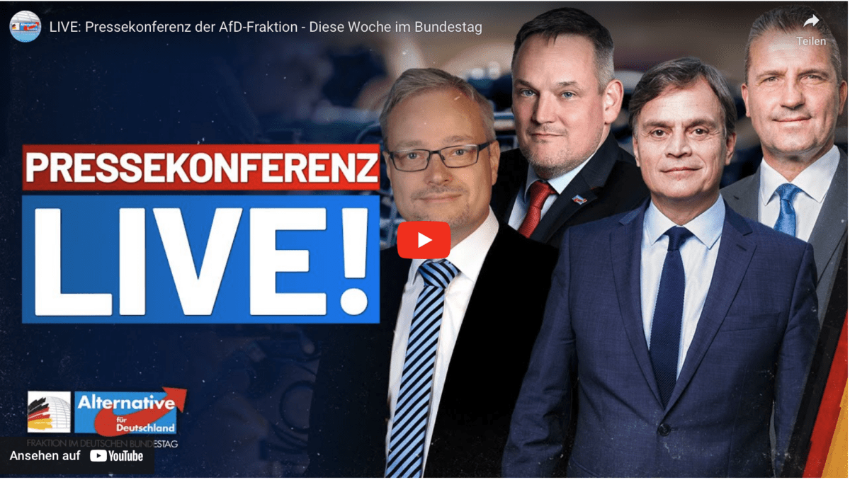 LIVE: Pressekonferenz der AfD-Fraktion – Diese Woche im Bundestag