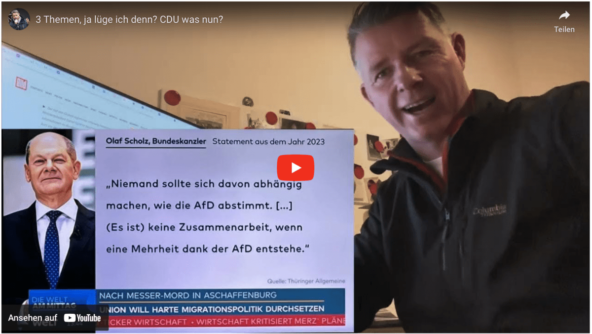 3 Themen, ja lüge ich denn? CDU was nun?