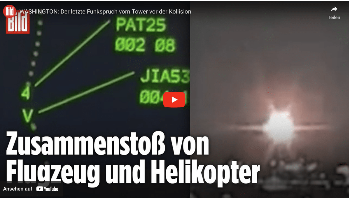 WASHINGTON: Der letzte Funkspruch vom Tower vor der Kollision