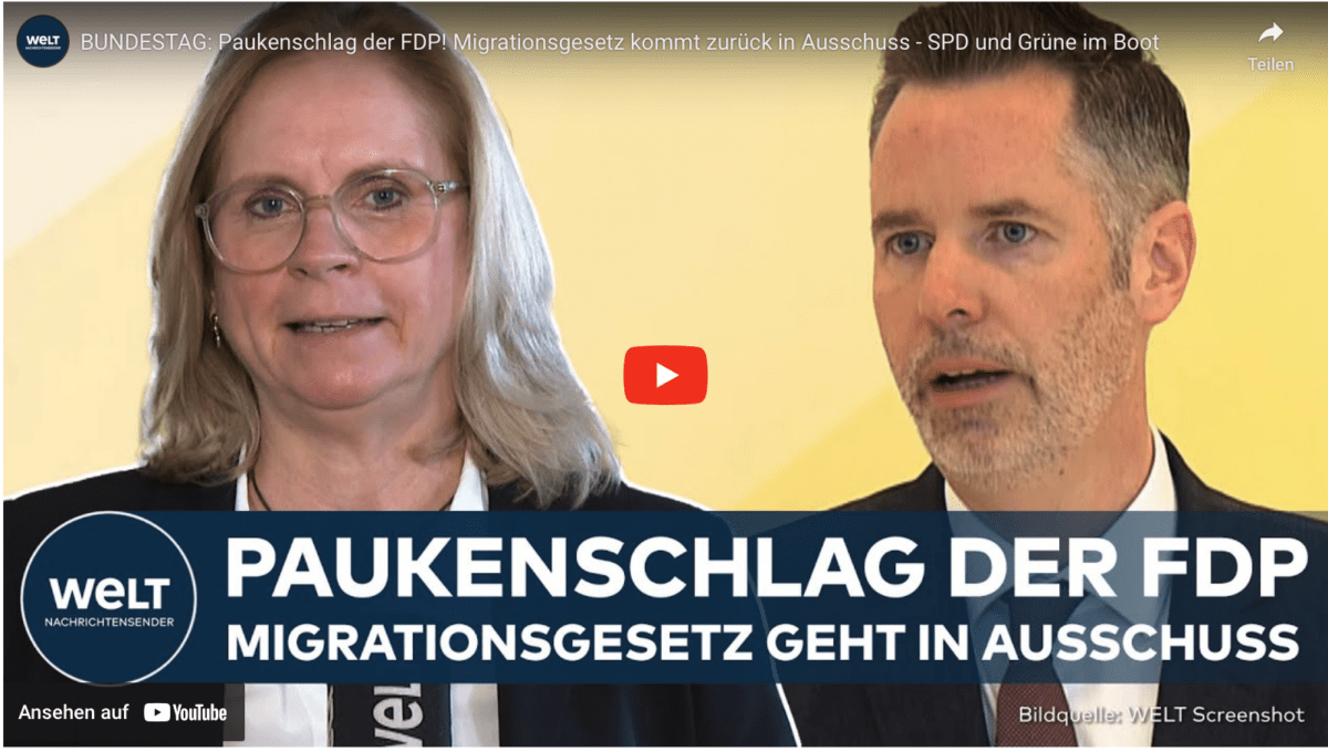 BUNDESTAG: Paukenschlag der FDP! Migrationsgesetz kommt zurück in Ausschuss – SPD und Grüne im Boot