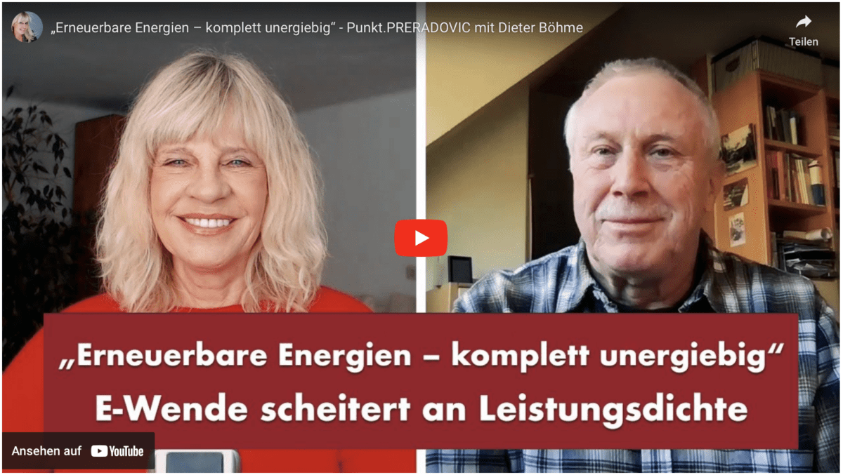 „Erneuerbare Energien – komplett unergiebig“ – Punkt.PRERADOVIC mit Dieter Böhme