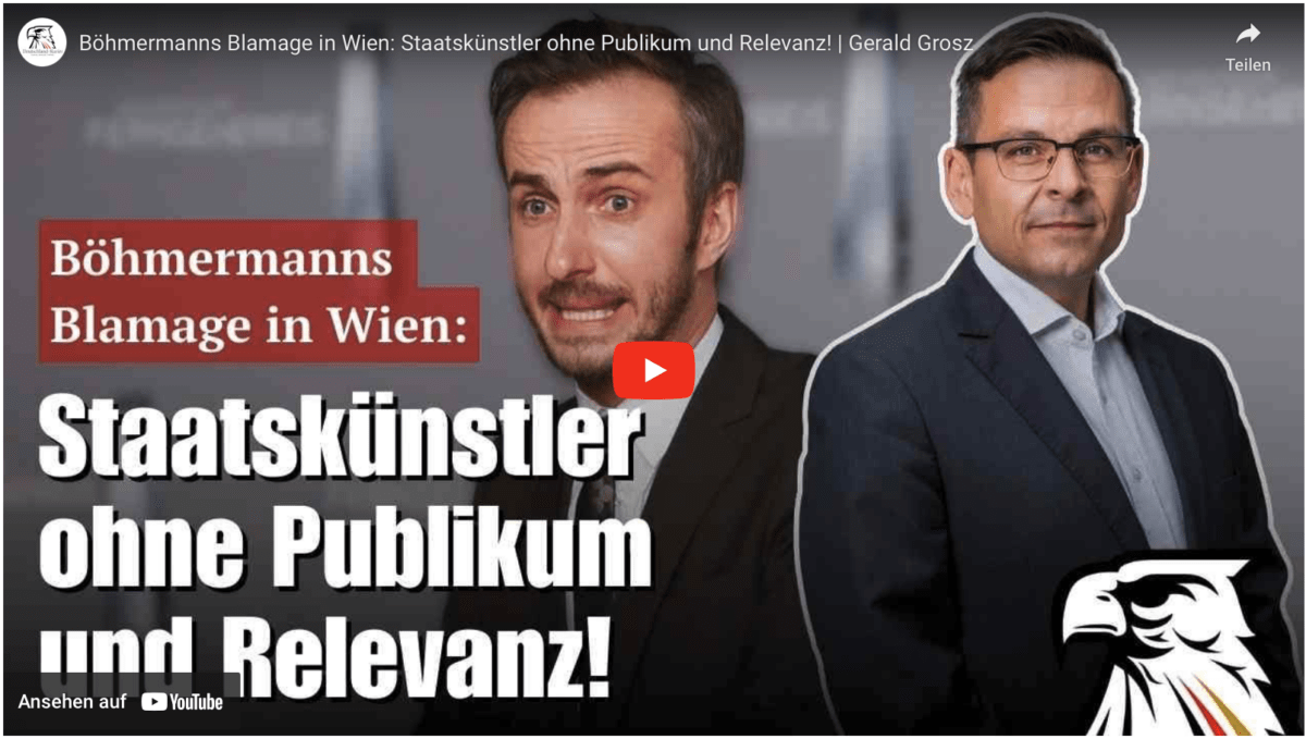 Böhmermanns Blamage in Wien: Staatskünstler ohne Publikum und Relevanz! | Gerald Grosz