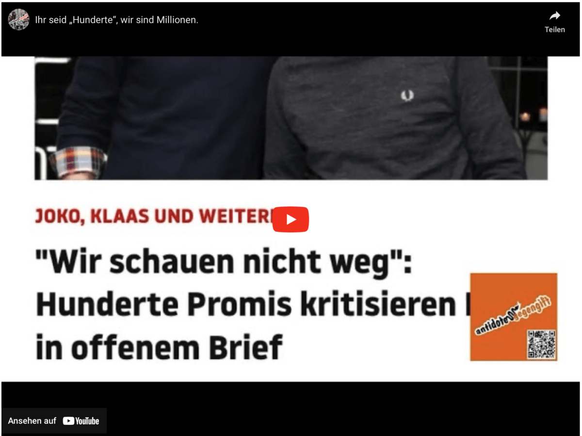 Ihr seid „Hunderte“, wir sind Millionen.