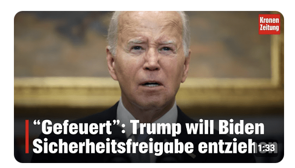 „Joe, bist gefeuert“: Trump will Biden Sicherheitsfreigabe entziehen | krone.tv NEWS