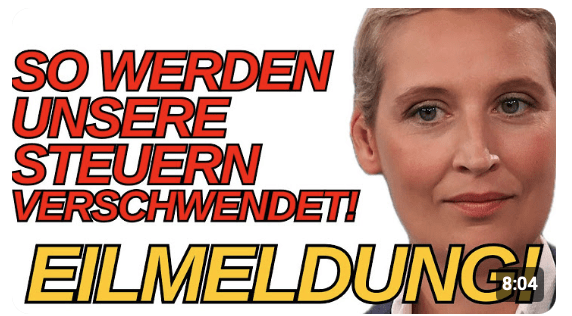 ALICE WEIDEL FORDERT TÜV PRÜFUNG FÜR POLITIKER NEUE SCHOCK AUSGABEN VERÖFFENTLICHT!