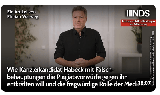 Wie Habeck Plagiatsvorwürfe gegen ihn entkräften will und die fragwürdige Rolle der Medien | NDS