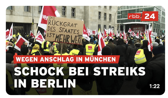 Nach Anschlag in München – Verdi sagt Streik-Veranstaltungen in Berlin und Brandenburg ab