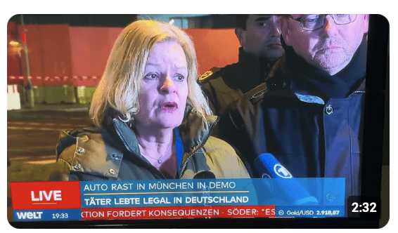 Die unfassbare widerliche Rede der Nancy Faeser nach dem Anschlag in München! Pfui Deibel 
