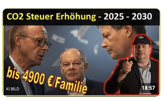 CO2 Steuer Erhöhung! – bis 2030 bis zu 4900 € Mehrkosten pro Familie