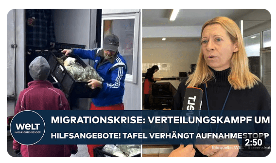 MIGRATIONSKRISE DEUTSCHLAND: Soziale Einrichtungen schlagen Alarm! Tafel verhängt Aufnahmestopp