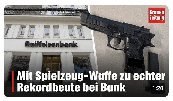 Mit Spielzeug-Waffe zu echter Rekordbeute bei Bank 
