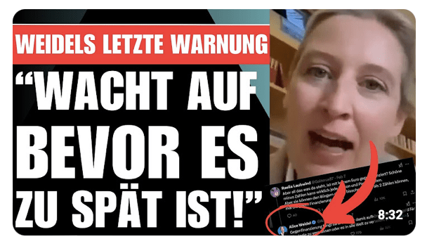 WEIDELS LETZTE WARNUNG  „DER DEEPSTATE wird uns KNECHTEN und KEINER wird ENTKOMMEN!“ (unfassbar)