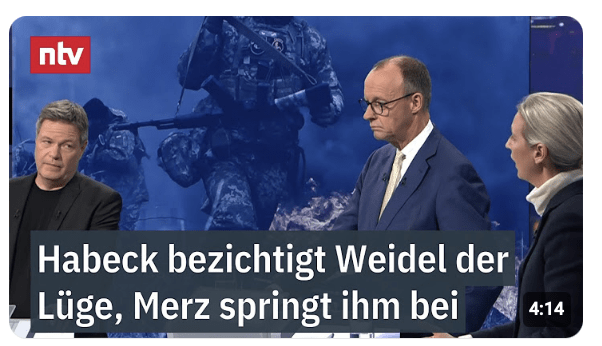 CDU-Chef: „Sehr verräterischer Satz“ – Habeck bezichtigt Weidel der Lüge, Merz springt ihm bei