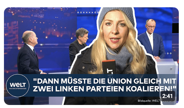 BUNDESTAGSWAHL: Quadrell! „Punktsieg geht klar an Merz!“ Schlagabtausch von SPD, Grünen, CDU und AfD