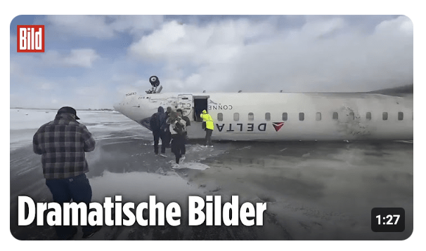 TORONTO: Flugzeug stürzt ab und landet auf dem Rücken