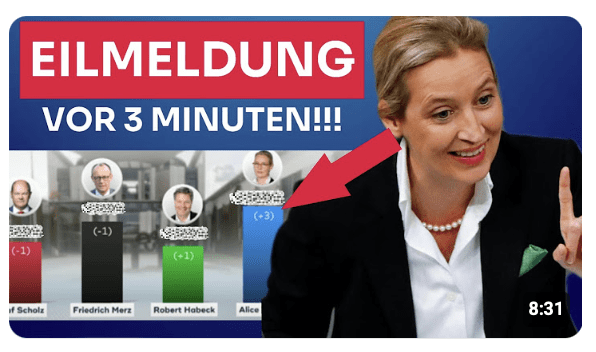 EILMELDUNG: ALICE WEIDEL UND DIE AFD MIT NEUEN REKORDWERTEN!!! IMMER MEHR DEUTSCHE WÄHLEN AFD!