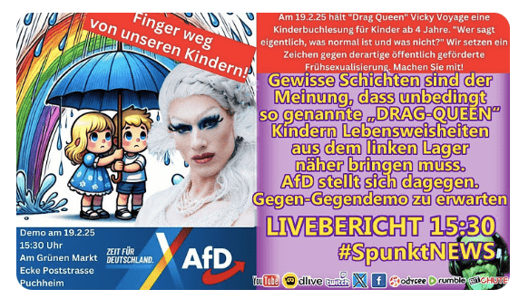 DRAGQUEEN Lesung für Kinder | Puchheim | Demo AfD dagegen und vermutlich Antifanten GegenDEMO