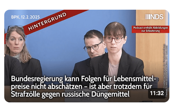 Bundesregierung kann Folgen für Lebensmittelpreise nicht abschätzen–ist aber trotzdem für Strafzölle
