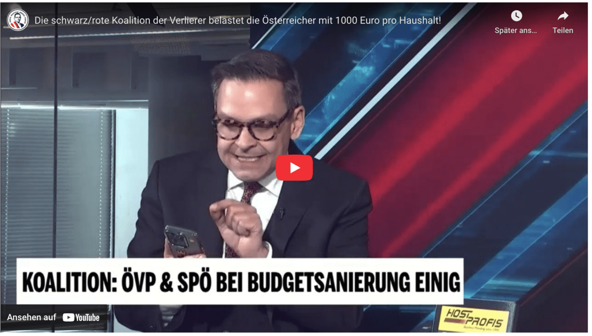 Die schwarz/rote Koalition der Verlierer belastet die Österreicher mit 1000 Euro pro Haushalt!