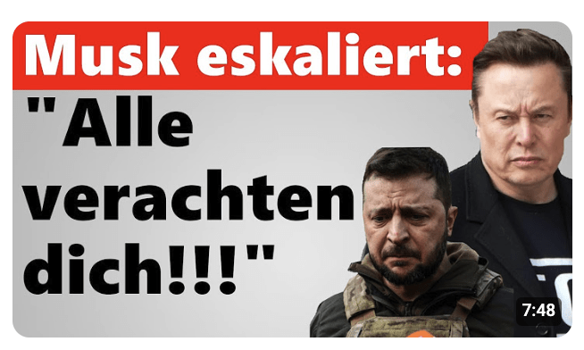 Völlige Eskalation zwischen Musk und Selenskij!