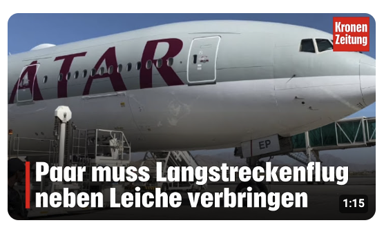 Schock auf Qatar-Airways-Flug: Paar saß 4h neben Leiche! 