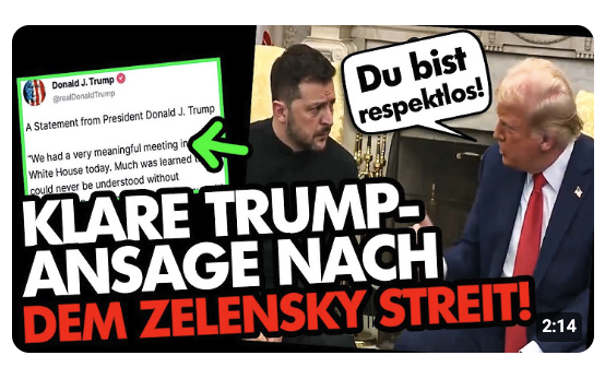 WAHNSINN! Donald Trump schmeißt Selenskyi raus „Komm wieder, wenn du Frieden willst!“ Deutsch