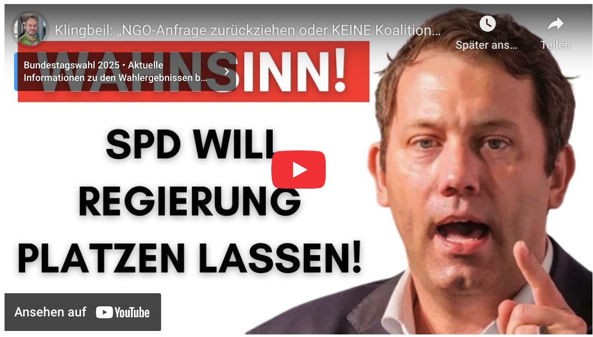 Klingbeil: „NGO-Anfrage zurückziehen oder KEINE Koalitionsverhandlungen!“