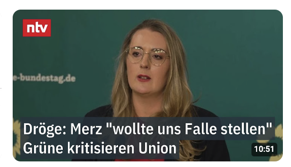Dröge: Merz „wollte uns Falle stellen“ – Grüne kritisieren Union