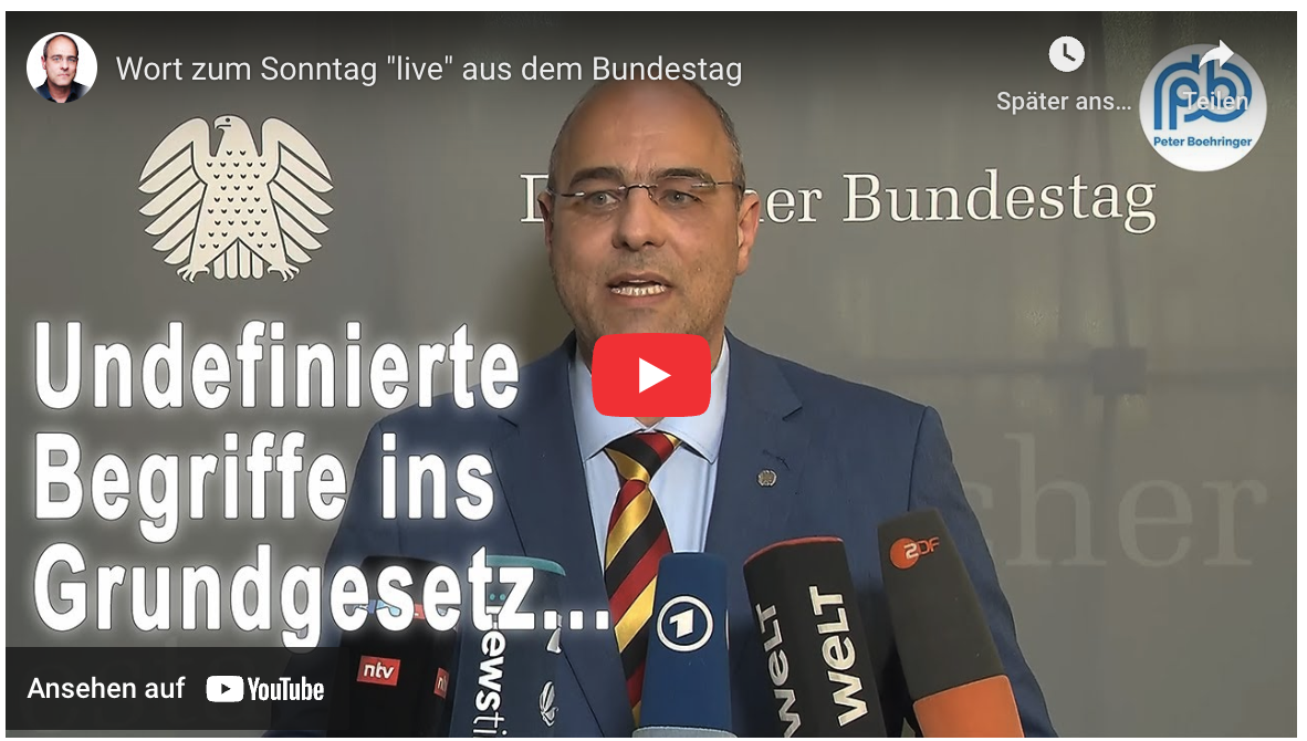 „Änderungsantrag für das Grundgesetz geändert! Wort zum Sonntag „live“ aus dem Bundestag