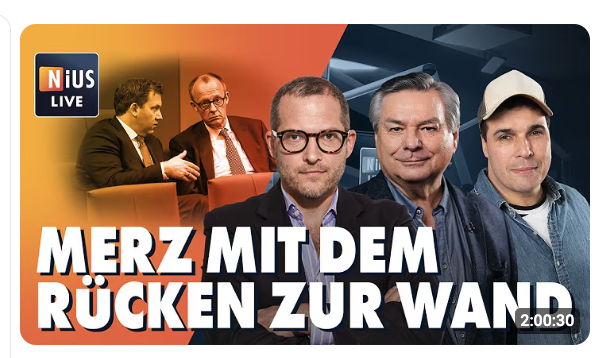 Neuer Umfrage-Hammer: AfD nur noch vier Prozentpunkte hinter der Union | NIUS Live am 24. März 2025