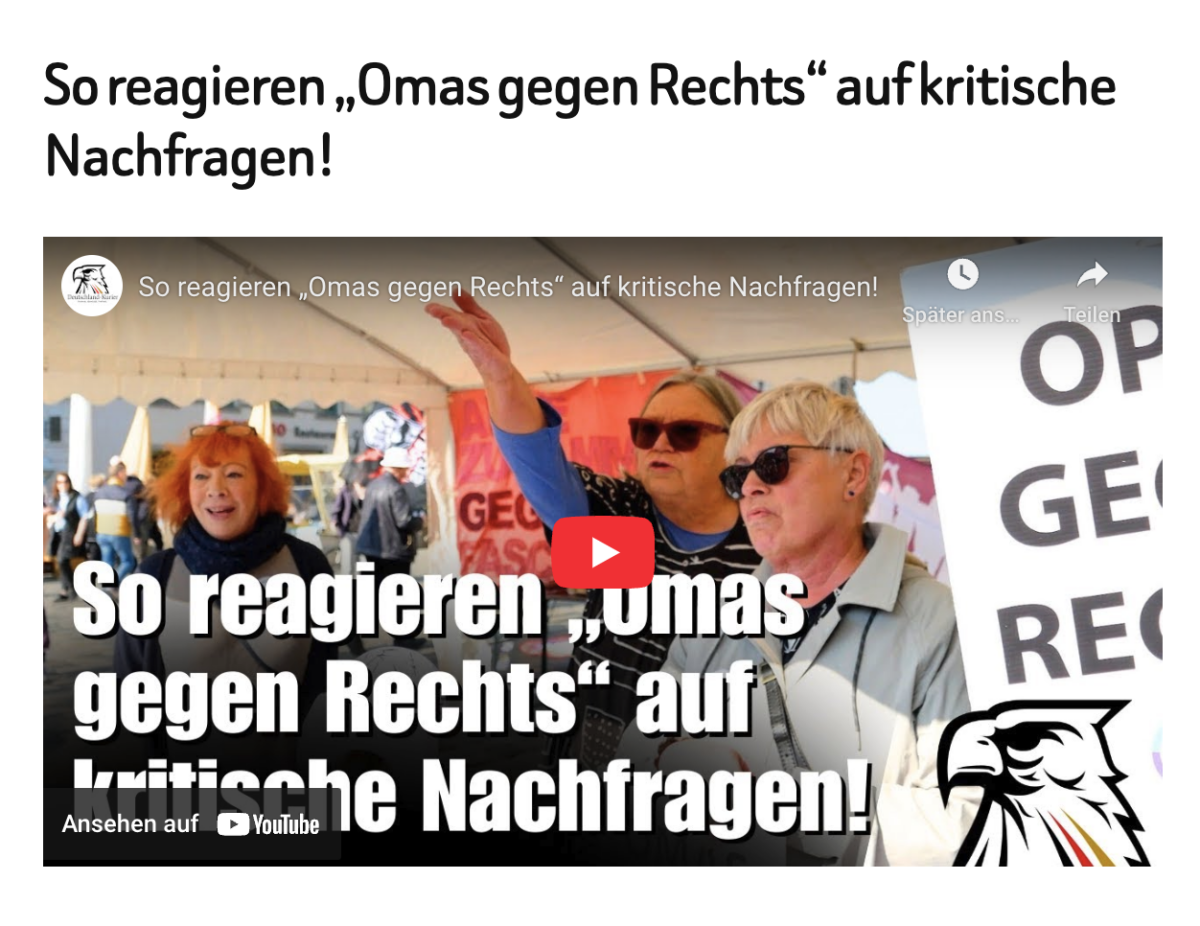 So reagieren „Omas gegen Rechts“ auf kritische Nachfragen!