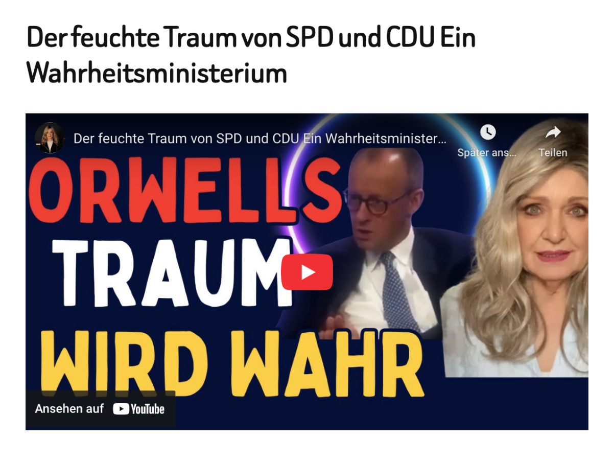 Der feuchte Traum von SPD und CDU Ein Wahrheitsministerium