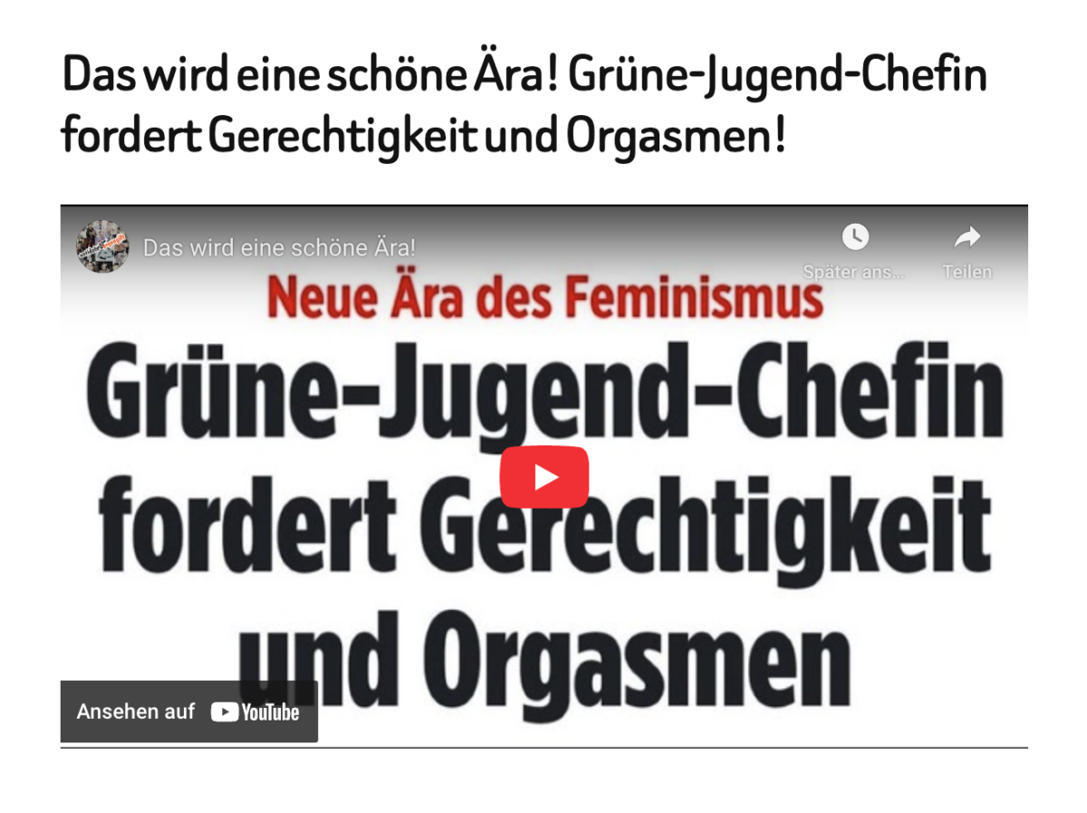 Das wird eine schöne Ära! Grüne-Jugend-Chefin fordert Gerechtigkeit und Orgasmen!