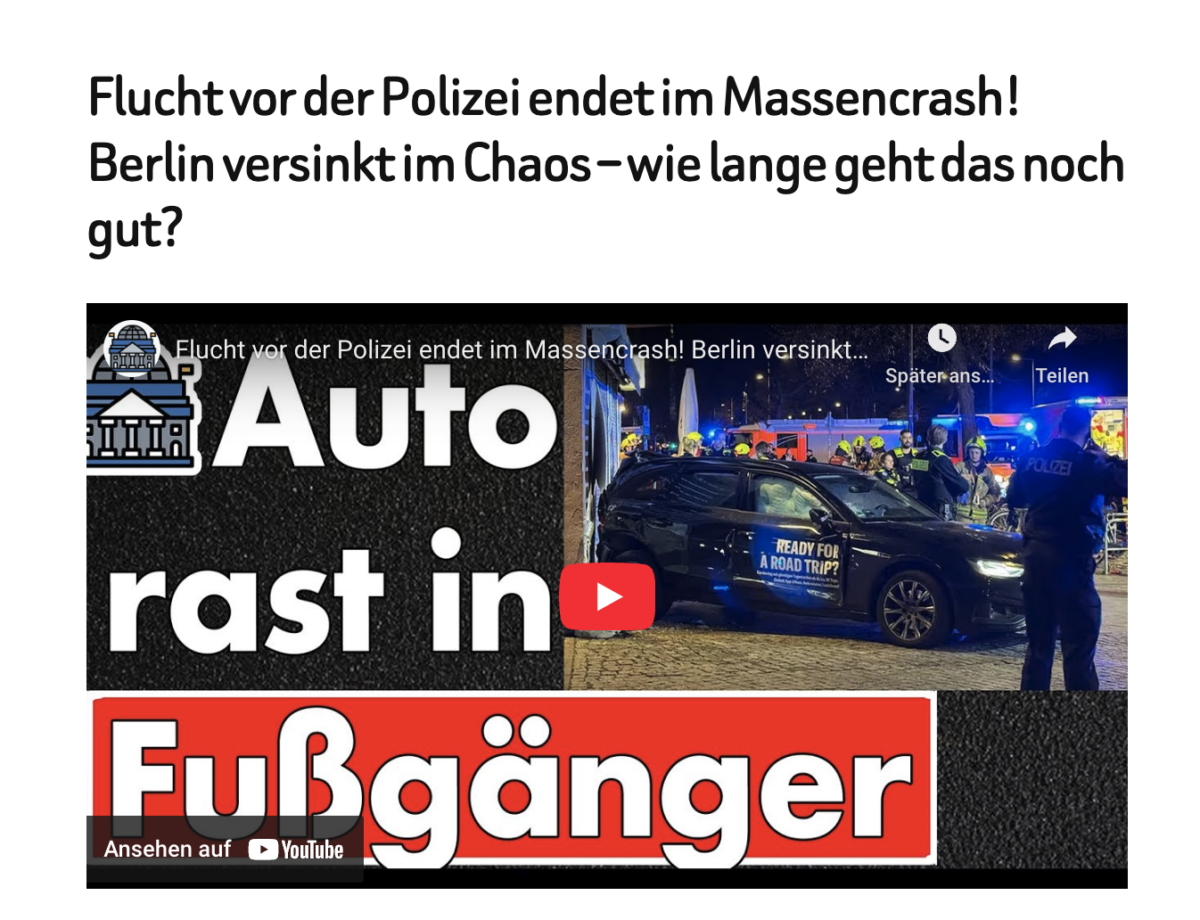 Flucht vor der Polizei endet im Massencrash! Berlin versinkt im Chaos – wie lange geht das noch gut?