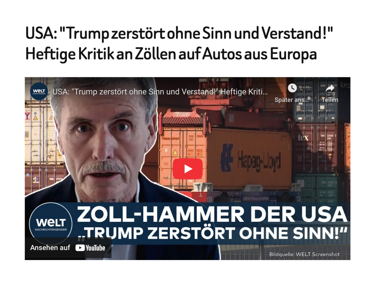USA: „Trump zerstört ohne Sinn und Verstand!“ Heftige Kritik an Zöllen auf Autos aus Europa