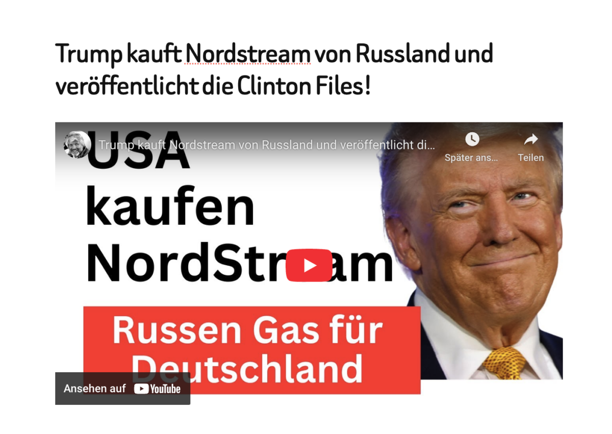 Trump kauft Nordstream von Russland und veröffentlicht die Clinton Files!
