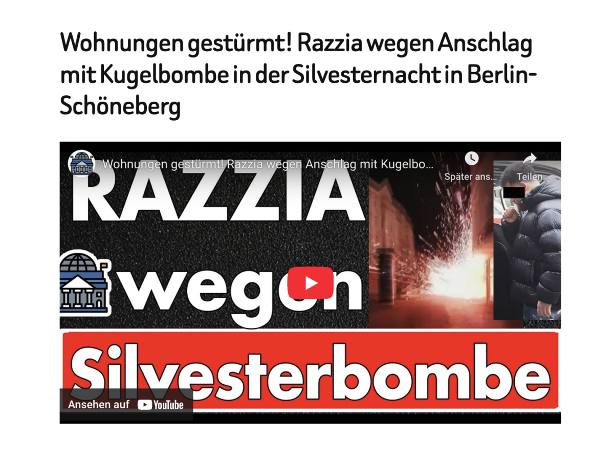 Wohnungen gestürmt! Razzia wegen Anschlag mit Kugelbombe in der Silvesternacht in Berlin-Schöneberg