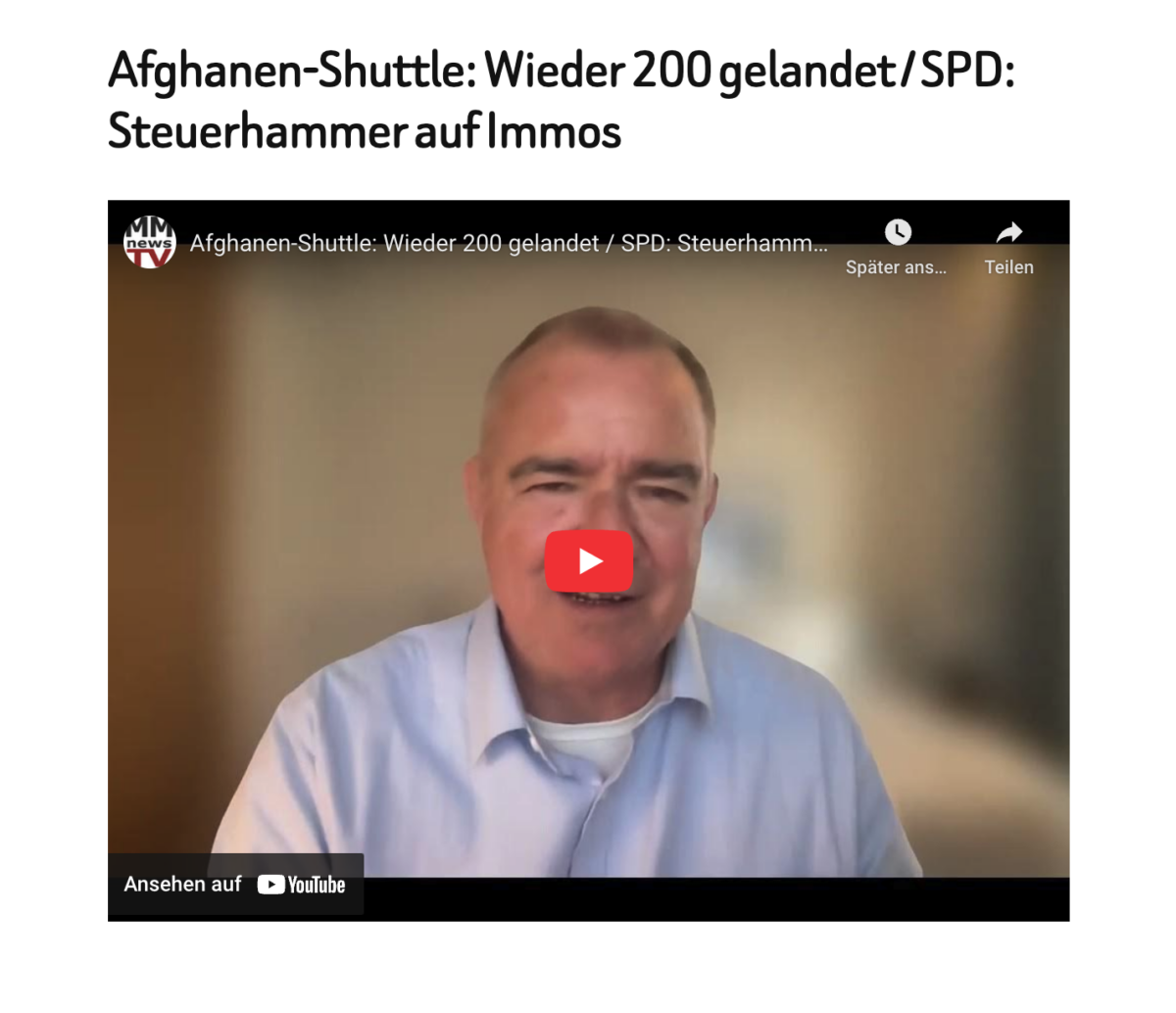 Afghanen-Shuttle: Wieder 200 gelandet / SPD: Steuerhammer auf Immos