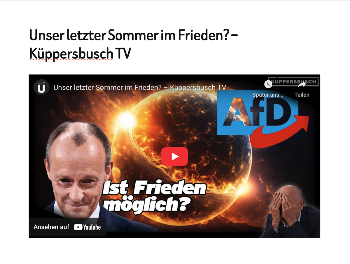 Unser letzter Sommer im Frieden? – Küppersbusch TV