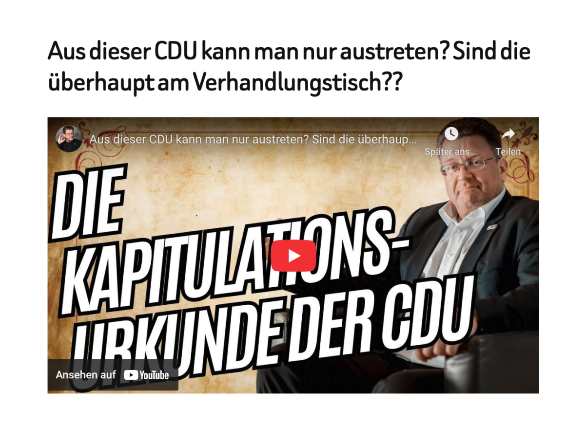 Aus dieser CDU kann man nur austreten? Sind die überhaupt am Verhandlungstisch??