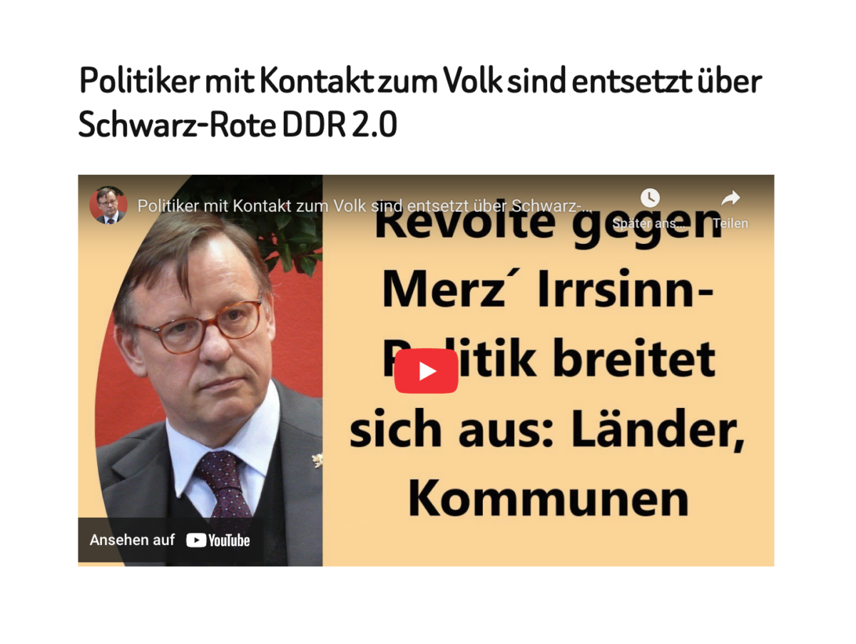 Politiker mit Kontakt zum Volk sind entsetzt über Schwarz-Rote DDR 2.0
